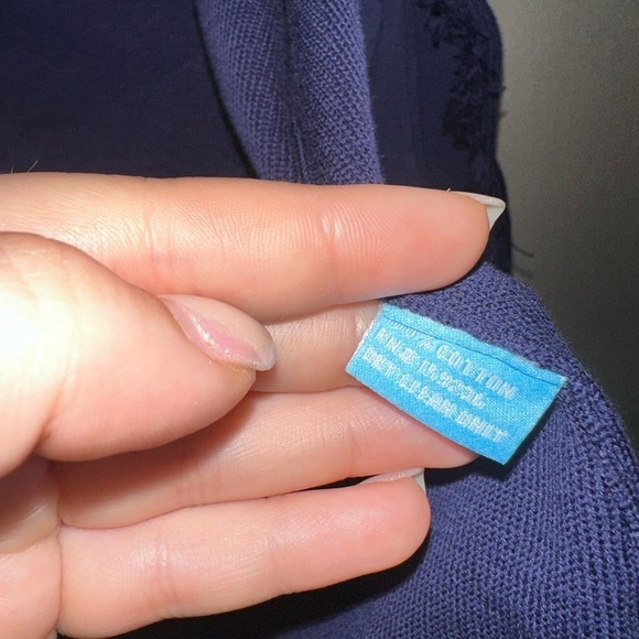 J. McLaughlin women’s blue fringe detail open sweater cardigan M fall office - Picture 7 of 8